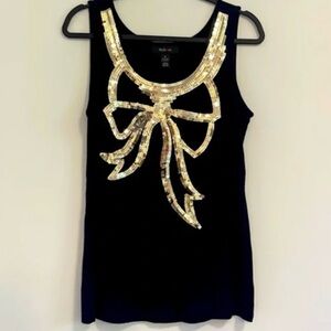 Style & Co. Black Tank Top with Gold Sequin Design